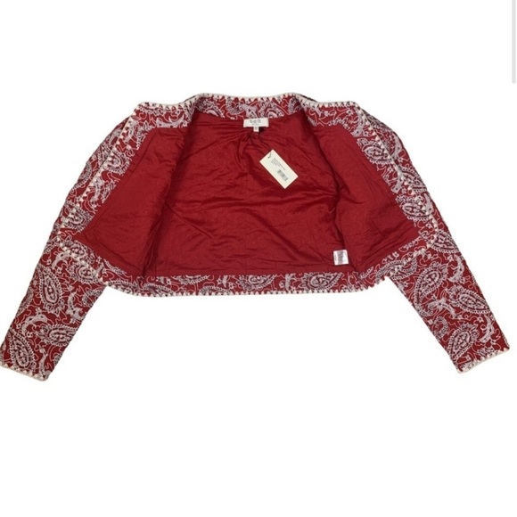 SEA New York Red Jacket Cropped Theodora Paisley Quilted Cotton Size S NWT - Picture 6 of 8